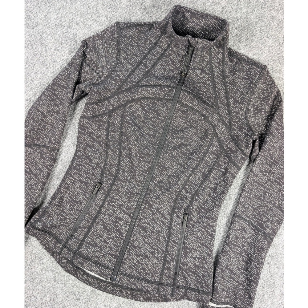 Lululemon Define Jacket Womens 6 Black White Space Dye Full Zip Athletic Layer